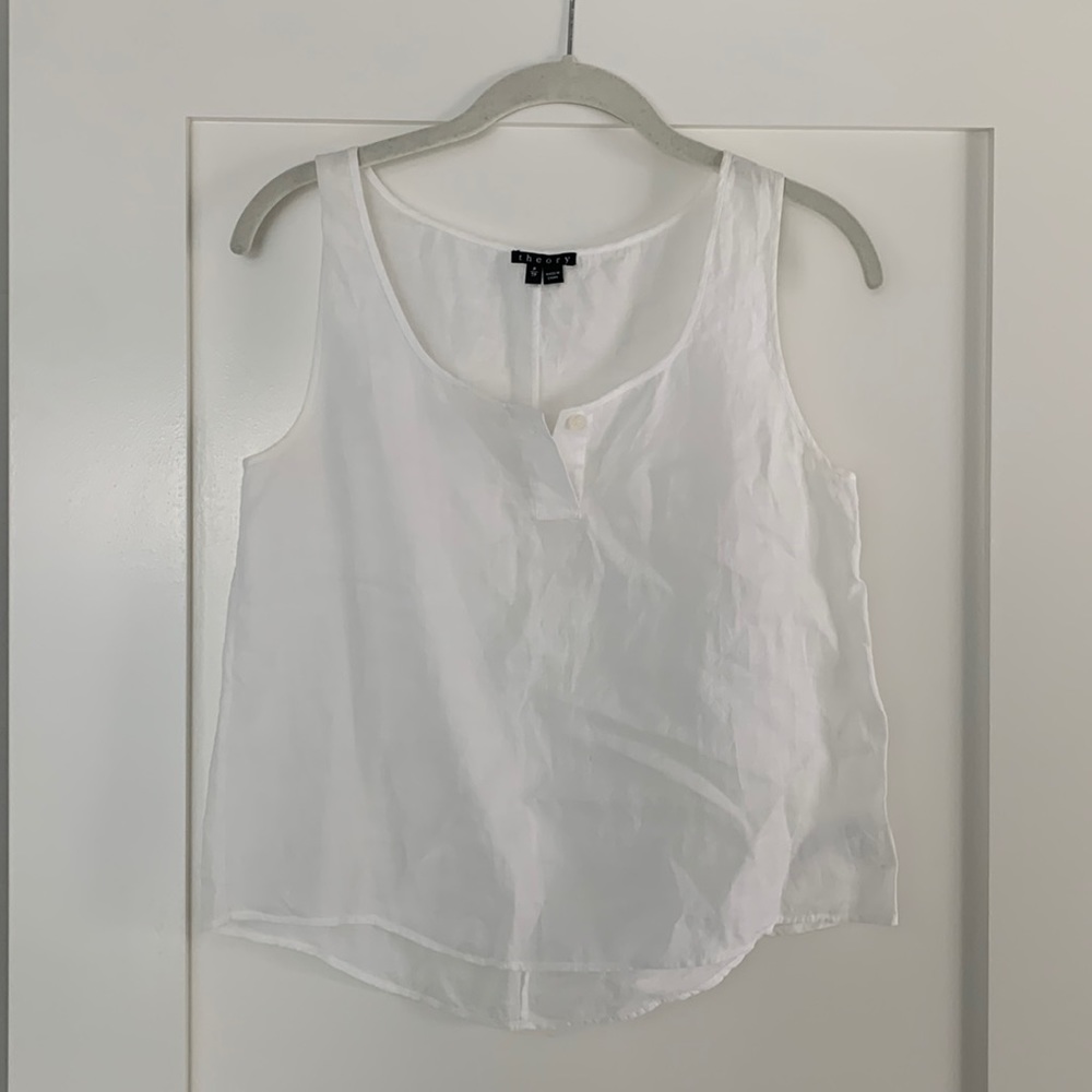 Theory white linen top